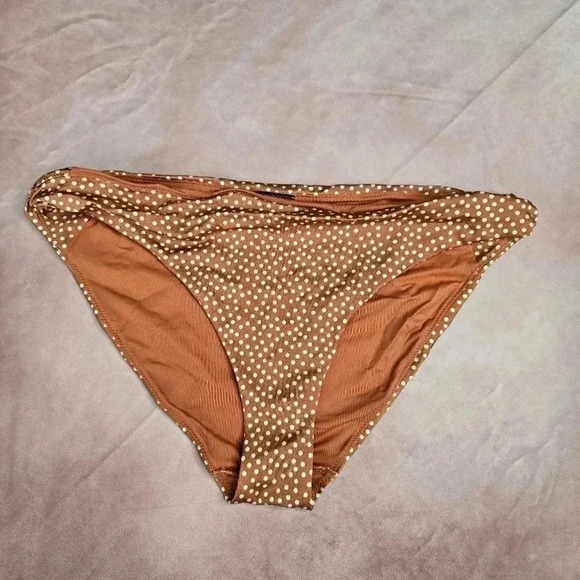 H&M Orange White Polka Dot Bikini Bottom Swimwear Size Large 12 - Picture 1 of 5